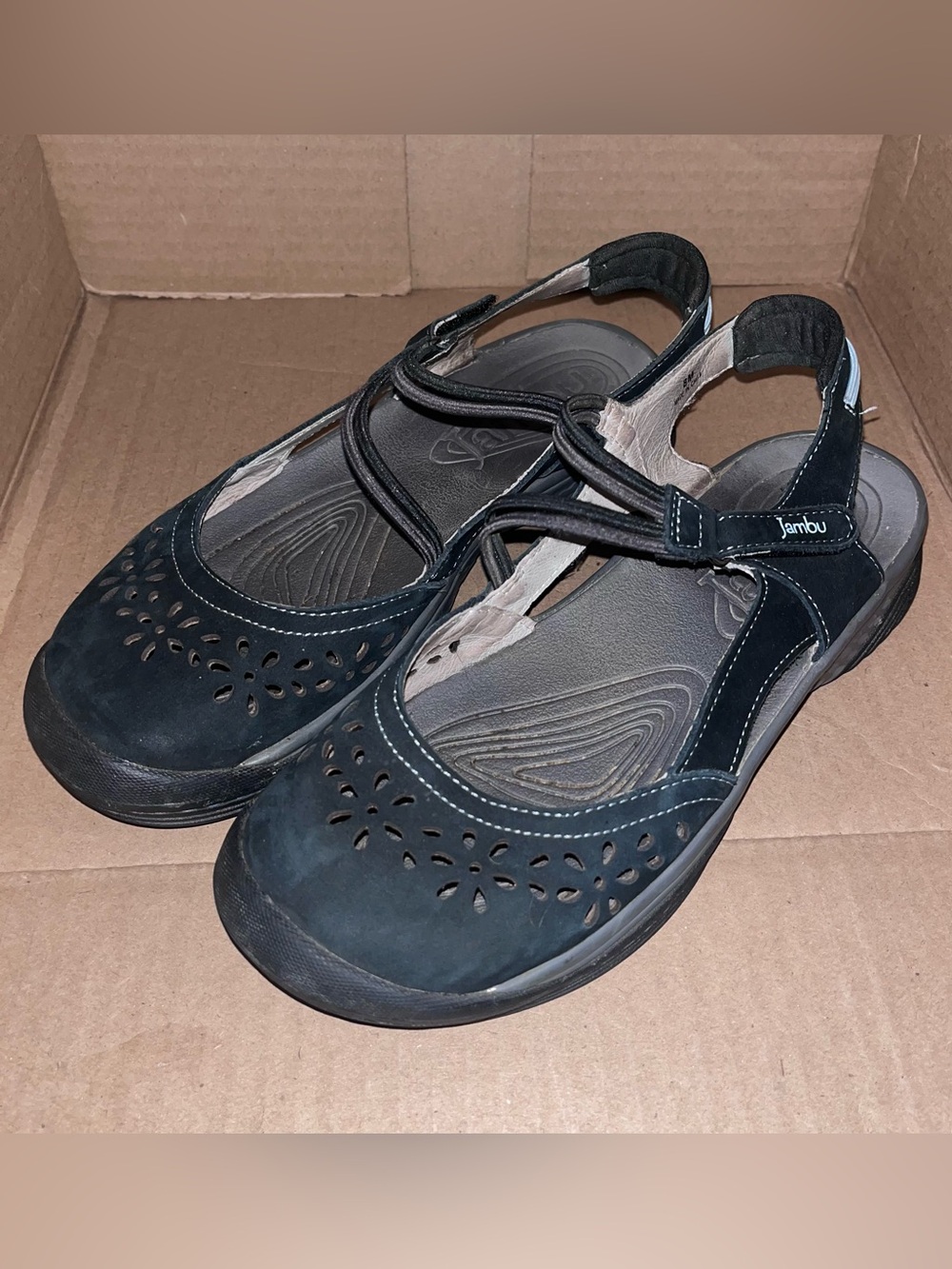 JAMBU Mary Jane Hiking Comfort Sandal All Terra Cutout Floral 8 Black